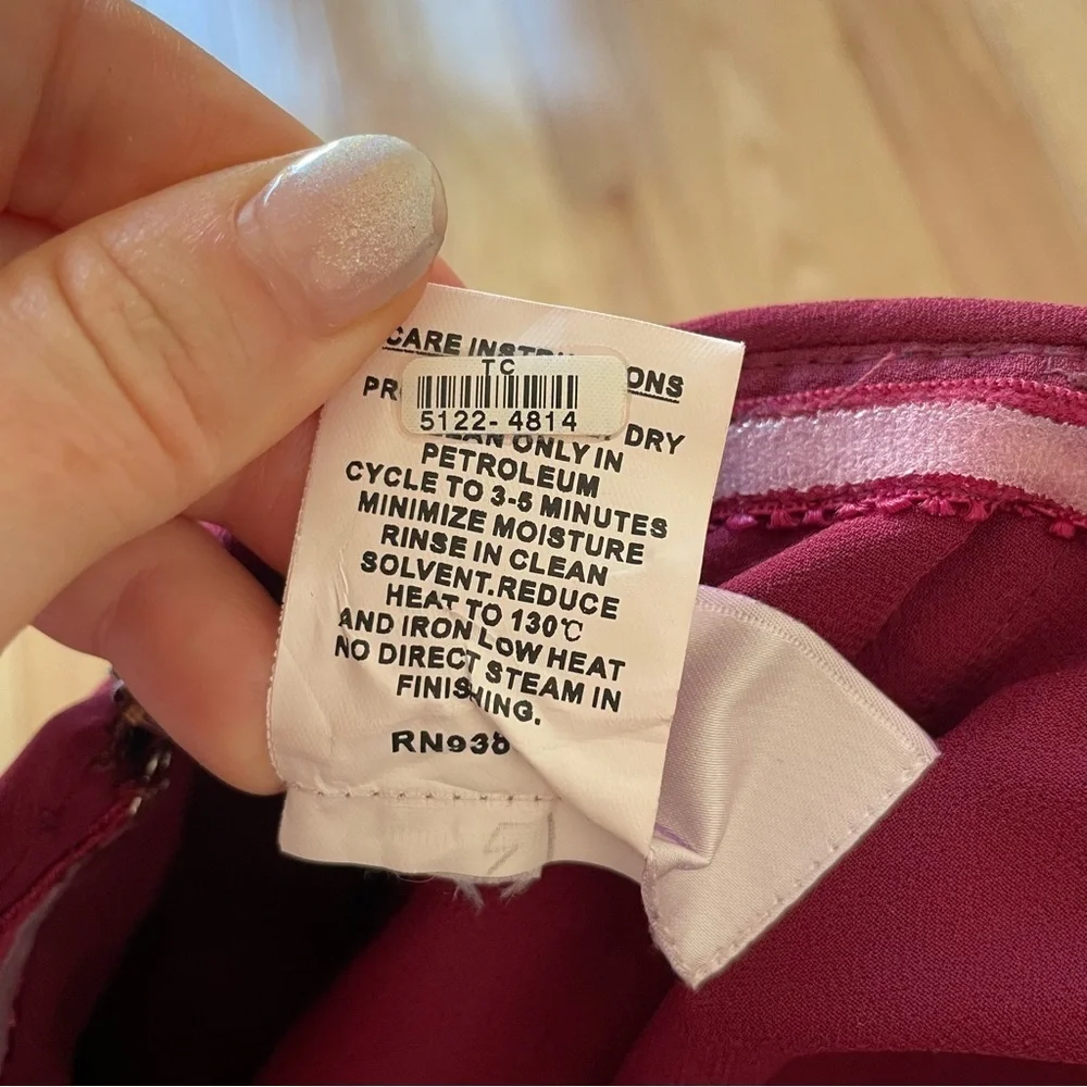 Hayley Paige Occasions Strapless Burgundy Chiffon Bridesmaid Dress 5913 Size 8 - Picture 11 of 12